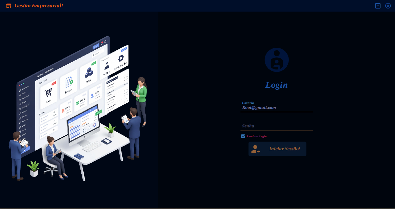 Interface do Gestão Empresarial