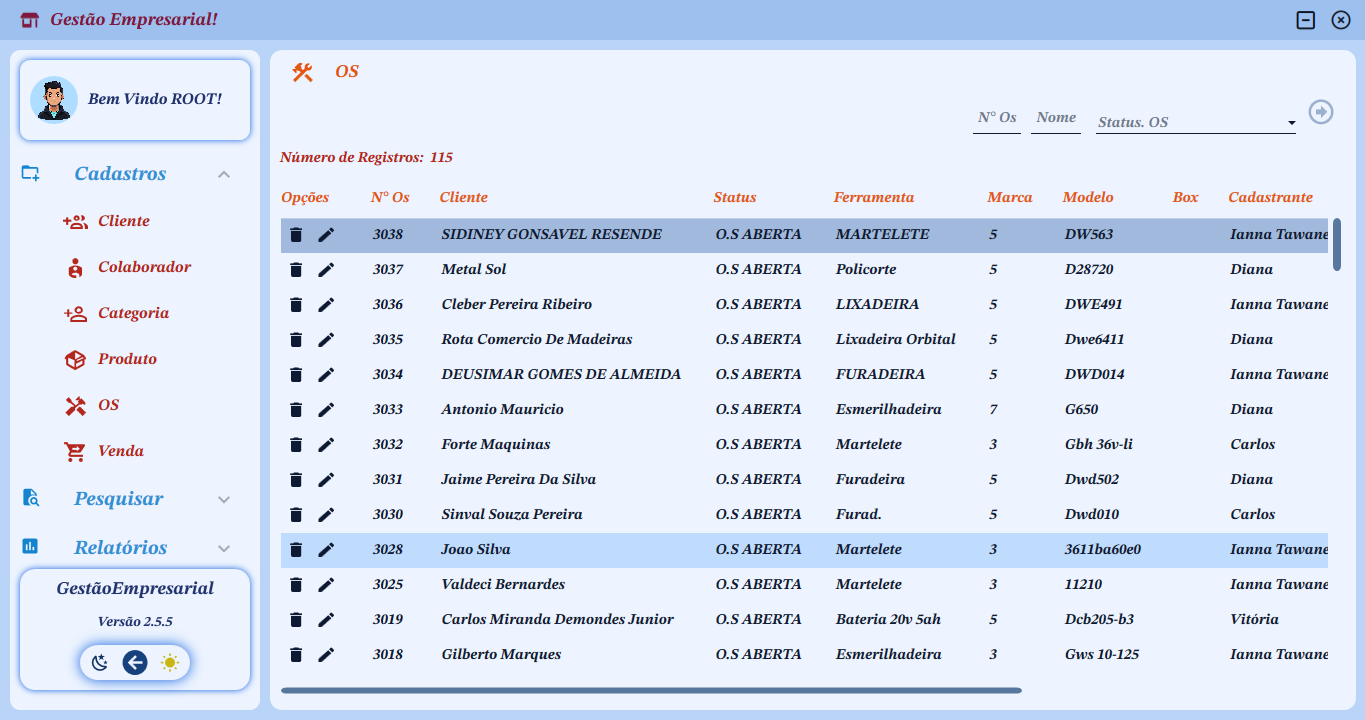 Lista de Ordens de Serviço